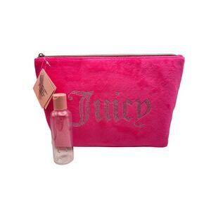 NWT Juicy Couture Makeup Bag Cosmetic Travel‎ Pouch Bling Y2K Hot Pink New
